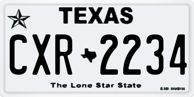 TX license plate CXR2234