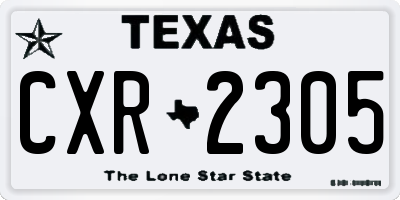 TX license plate CXR2305