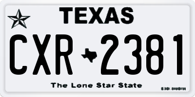 TX license plate CXR2381