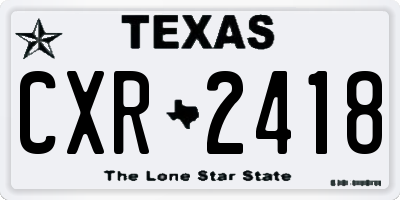 TX license plate CXR2418