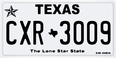 TX license plate CXR3009