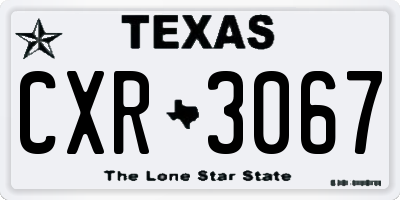 TX license plate CXR3067