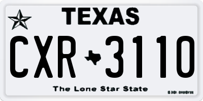 TX license plate CXR3110