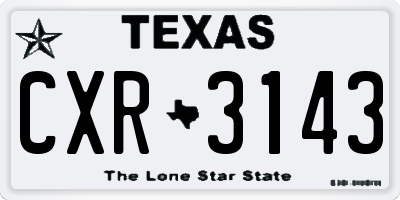 TX license plate CXR3143
