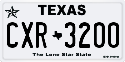 TX license plate CXR3200