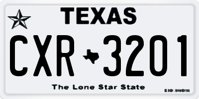 TX license plate CXR3201