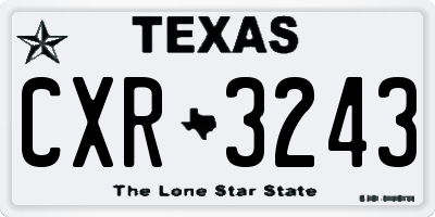 TX license plate CXR3243