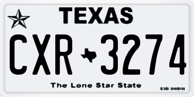 TX license plate CXR3274