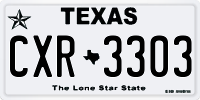 TX license plate CXR3303