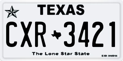 TX license plate CXR3421