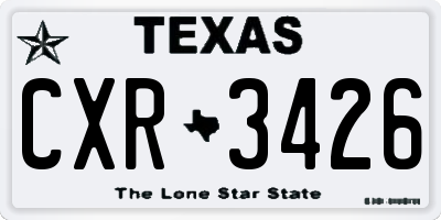 TX license plate CXR3426