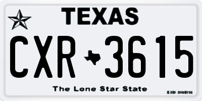 TX license plate CXR3615