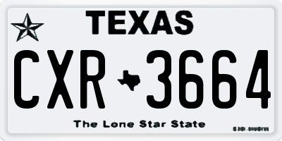 TX license plate CXR3664