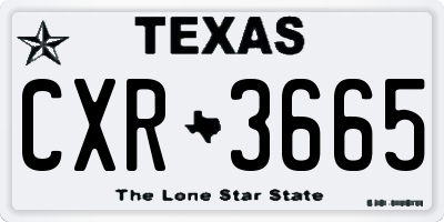 TX license plate CXR3665