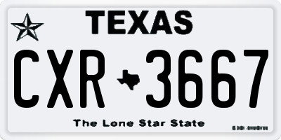 TX license plate CXR3667