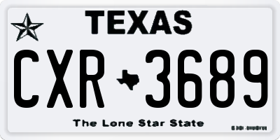 TX license plate CXR3689