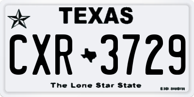 TX license plate CXR3729