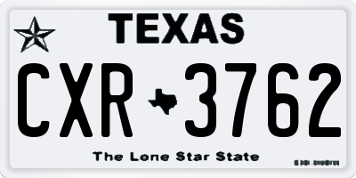 TX license plate CXR3762