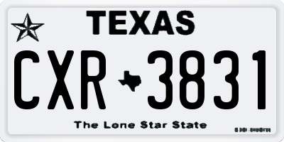 TX license plate CXR3831