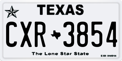 TX license plate CXR3854