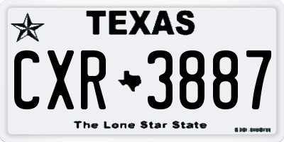 TX license plate CXR3887