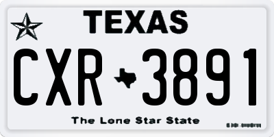 TX license plate CXR3891