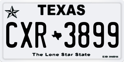 TX license plate CXR3899