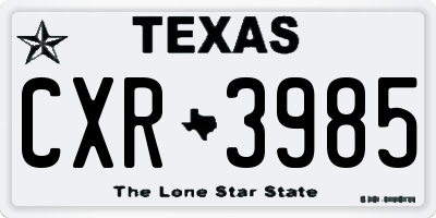 TX license plate CXR3985