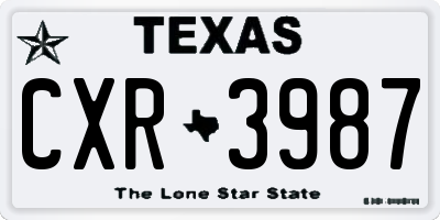 TX license plate CXR3987