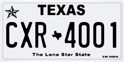 TX license plate CXR4001