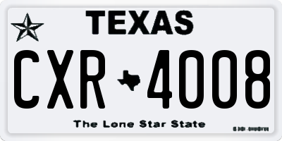 TX license plate CXR4008
