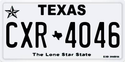 TX license plate CXR4046