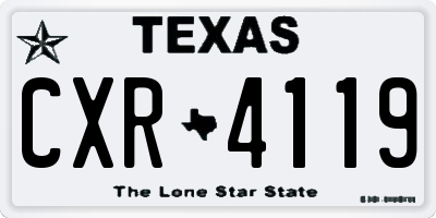 TX license plate CXR4119