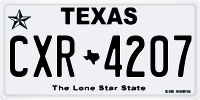 TX license plate CXR4207