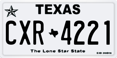 TX license plate CXR4221