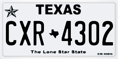 TX license plate CXR4302