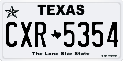 TX license plate CXR5354