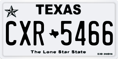 TX license plate CXR5466