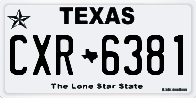 TX license plate CXR6381