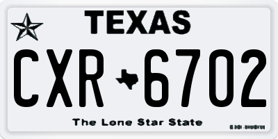 TX license plate CXR6702
