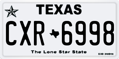 TX license plate CXR6998