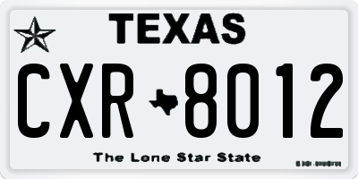 TX license plate CXR8012