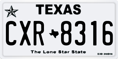 TX license plate CXR8316