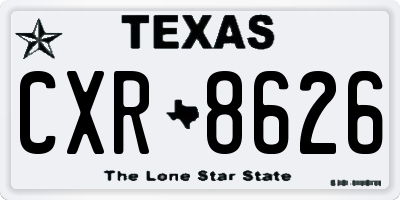 TX license plate CXR8626