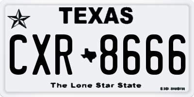 TX license plate CXR8666