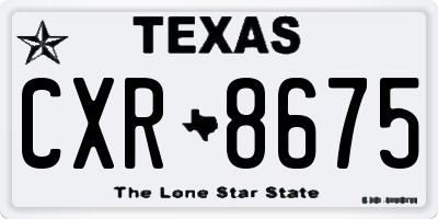 TX license plate CXR8675