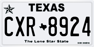 TX license plate CXR8924