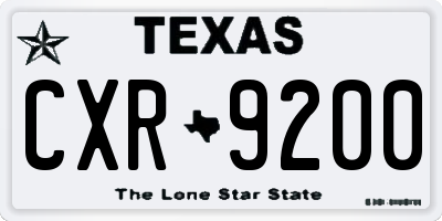 TX license plate CXR9200