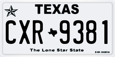 TX license plate CXR9381