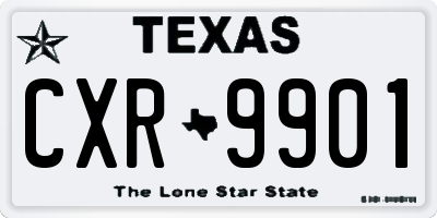 TX license plate CXR9901